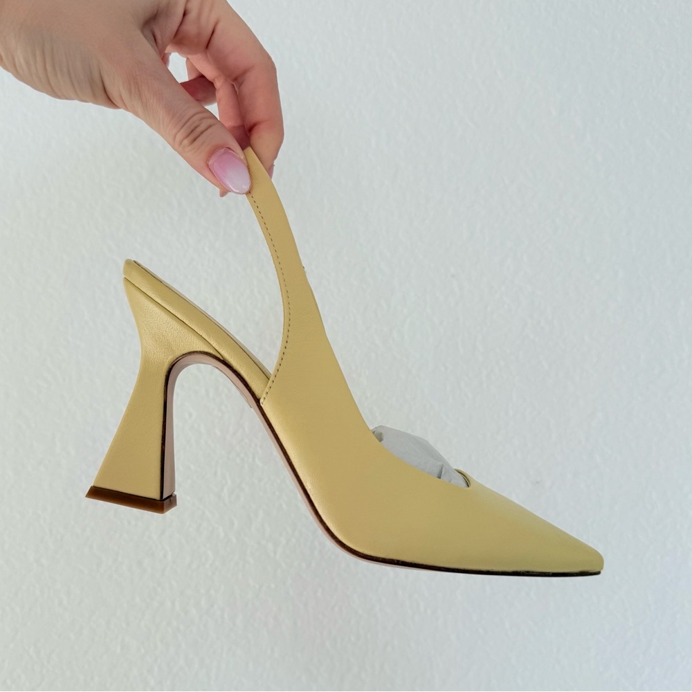 BiancaDi Elegant Butter Yellow Leather Slingback Heels IT 36
